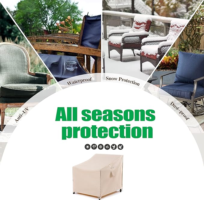 F&J Outdoors Waterproof UV Resistant Large Deep Seat Chair Patio Lounge Chair Cover, 40" W x 40" D x 36" H