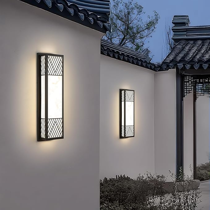 LED 26W Outdoor Wall Sconce,24.8in Black Modern Exterior Light Fixture with Resin Shade,IP65 Waterproof Porch Lighting Brightens to Garage,Front Door,Patio