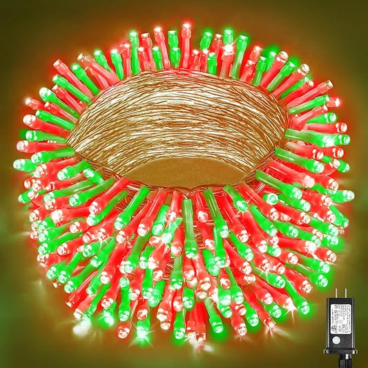 500 LED Christmas Lights Outdoor 165ft Extra Long Christmas String Lights 8 Modes Waterproof Plug in Twinkle Fairy Light for Bedroom Indoor Outside Home Party Decoration, Red&Green