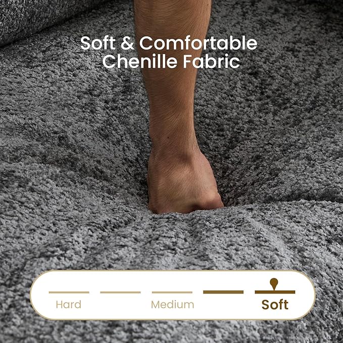 76.2" Modular Sectional Sofa with Movable Ottoman, Deep Seat couches for Living Room, 2 Seater Loveseat Sofa, L Shaped Comfy Cloud Couch with Removable Cover, Armrest Pillow (Grey)