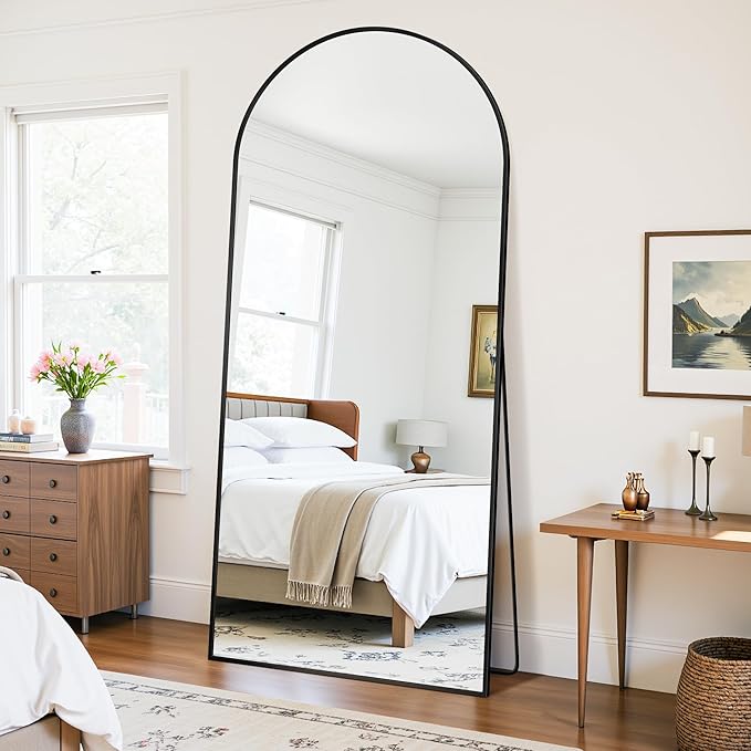 Floor Mirror, 71"×32" Full Length Mirror with Stand for Bedroom Living Room, Black
