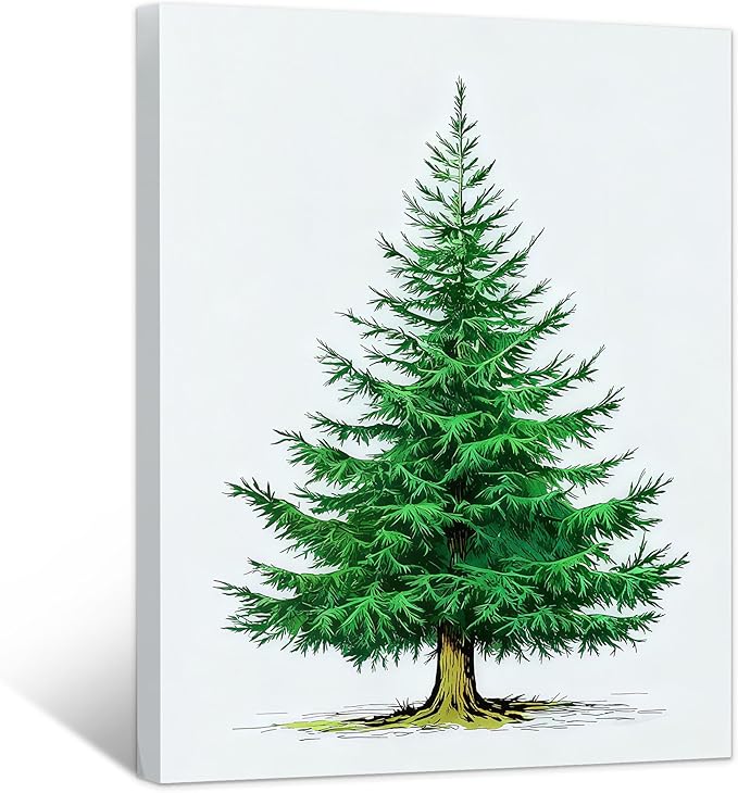 Framed Christmas Pictures Wall Decor,Vintage Pine Tree Prints,Winter Christmas Canvas Wall Art Decoration for Bedroom Bathroom Living Room Rustic Xmas Holiday Gifts (Christmas Tree 6, 20'' X 32'')