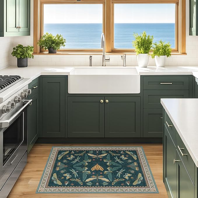 Washable Entry Rugs for Inside House - Non Slip 2x3 Small Rugs for Entryway, Kitchen, Powder Room, Stain & Fade Resistant, Teal Green