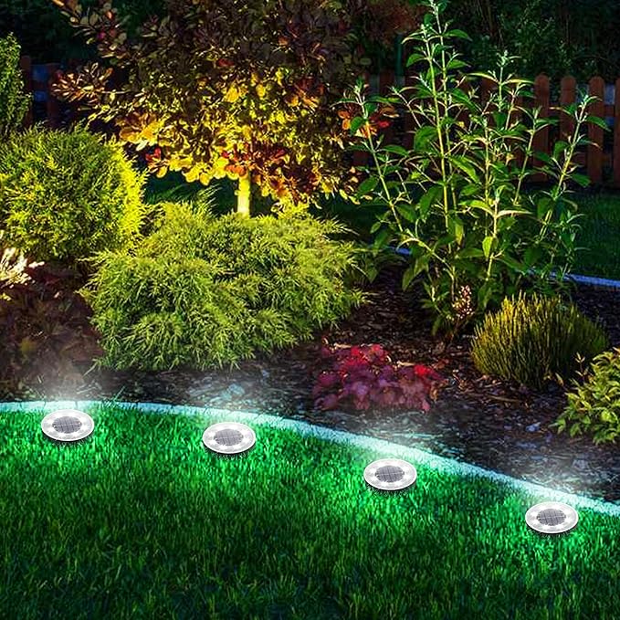 Joomer Solar Ground Lights, 16 Pack 8 LED Solar Lights Outdoor IP68 Waterproof Disc Light In-Ground Landscape Lighting Outdoor for Patio Pathway Lawn Yard Driveway Walkway (White)