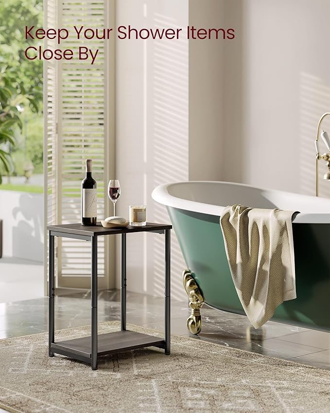 VASAGLE Side Tables Set of 2, Small End Table, Nightstand for Living Room, Bedroom, Office, Bathroom, Chestnut Brown and Classic Black ULET272B74