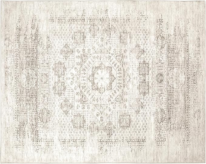 Washable Rugs 8x10 Area Rugs for Living Room,Bedroom,Dining Room- Modern Abstract Large Area Rugs with Non Slip Rubber Backing,Soft Low Pile Neutral Accent Carpet for Nursery Dorm Home Office