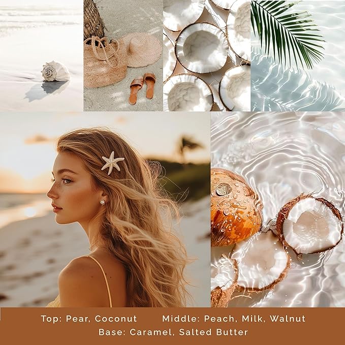 Luxury Coconut Scented Candle - Large 3 Wick Jar Candle - Elegant Gift for Women & Men - 100% Natural Soy Wax - Up to 40 Hours Burning Time - Housewarming Aromatherapy Candle for Home