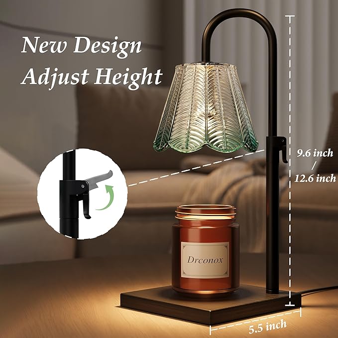 Candle Warmer Lamp with Timer & 4 Brightness Settings - Wax Melt Warmer for Jar Candles Adjustable Height, Home Decor, Birthday Gifts for Women (Includes 2 Bulbs)