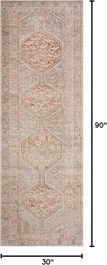 Loloi Chris Loves Julia Jules Collection JUL-04 Tangerine/Mist 2'-6'' x 7'-6'', .13" Pile Height, Runner Rug