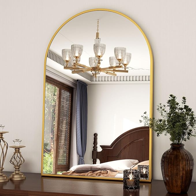 20"x30" Gold Arched Bathroom Mirror - Wall Mirror for Bathroom, Metal Frame Vanity Mirror, Dresser Mirror, Arch Decorative Mirrors for Living Room, Bedroom, Entryway, Mantle
