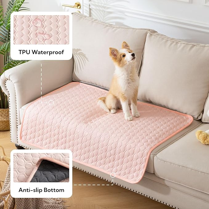 Soulbond Cooling Mat for Large Dogs - 50"x60" Washable Cooling Pad for Puppy, QMAX>0.3, Anti-Slip Bottom, Portable Summer Pet Cool Kennel Bed Pad for Outdoor/Indoor/Cars/Travel Use, Pink