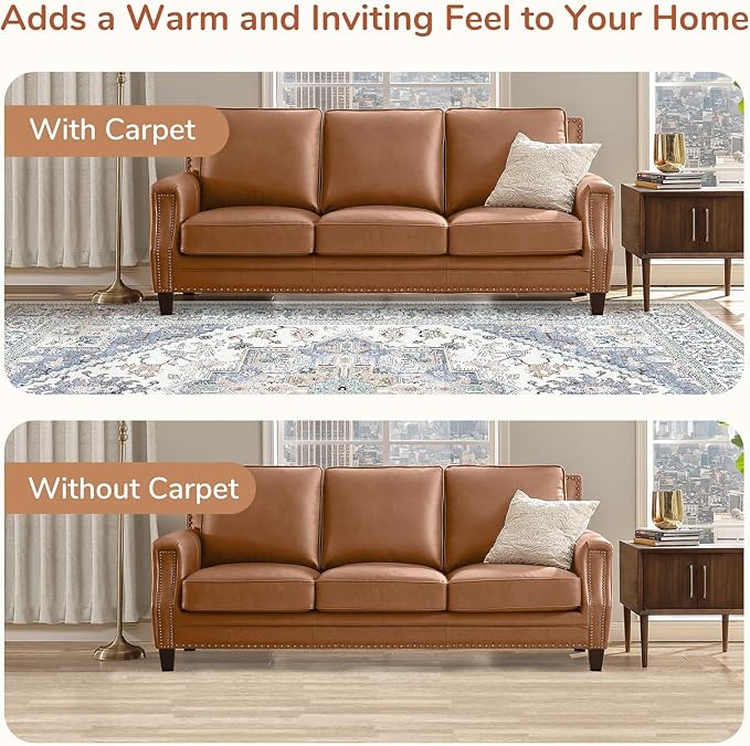 OPPODREAM Thin 10x14 Area Rugs, Washable Rugs 10x14 with Non Slip Backing, Low-Pile Faux Cashmere 10 x 14 Carpet, Purple & Green & Cream