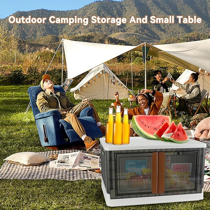 Storage Bin, Cabinet with Lids, Extra Large, Useful Box, 19 Gallon (72L) Capacity, Foldable, Plastic, Underbed or Countertop Use, Home Organizer