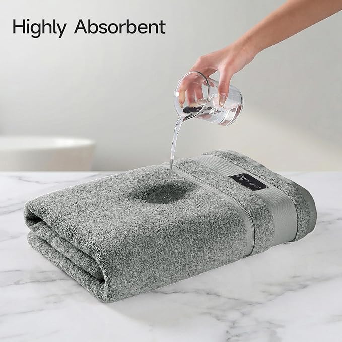 REDKISS Large Bath Towels Set 2 Piece, 100% Cotton, 31x63 in,Heavyweight 760GSM, Highly Absorbent & Quick Dry, Super Soft Luxury Bath Towel for Bathroom,Hotel Collection - Gray