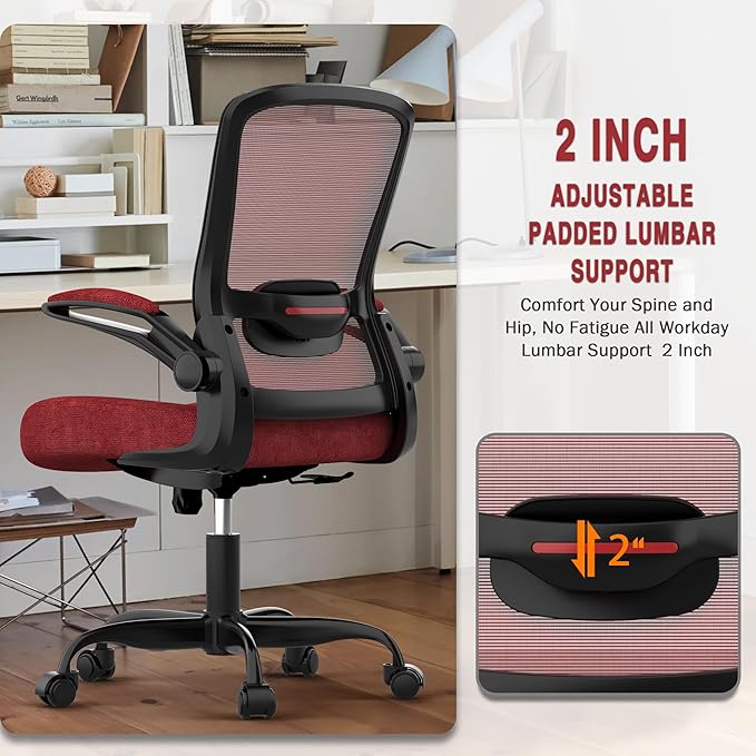 Mimoglad Office Chair, Ergonomic Desk Chair with Adjustable Lumbar Support, High Back Mesh Computer Chair with Flip-up Armrests-BIFMA Passed Task Chairs, Executive Chair for Home Office