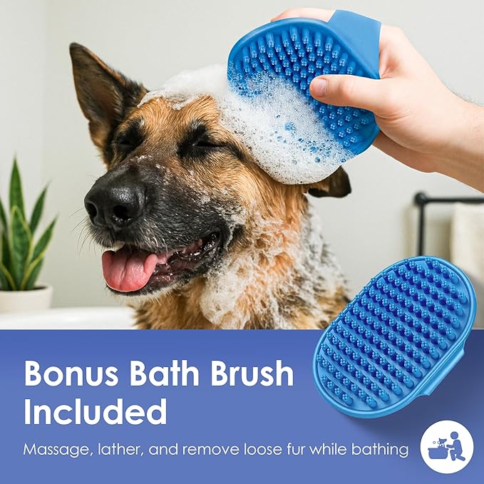 American Kennel Club AKC 2-Sided ProBrush™ – Double-Sided Bristle & Pin Grooming Brush with Complimentary Bath Brush – for Dogs & Cats of All Coat Types