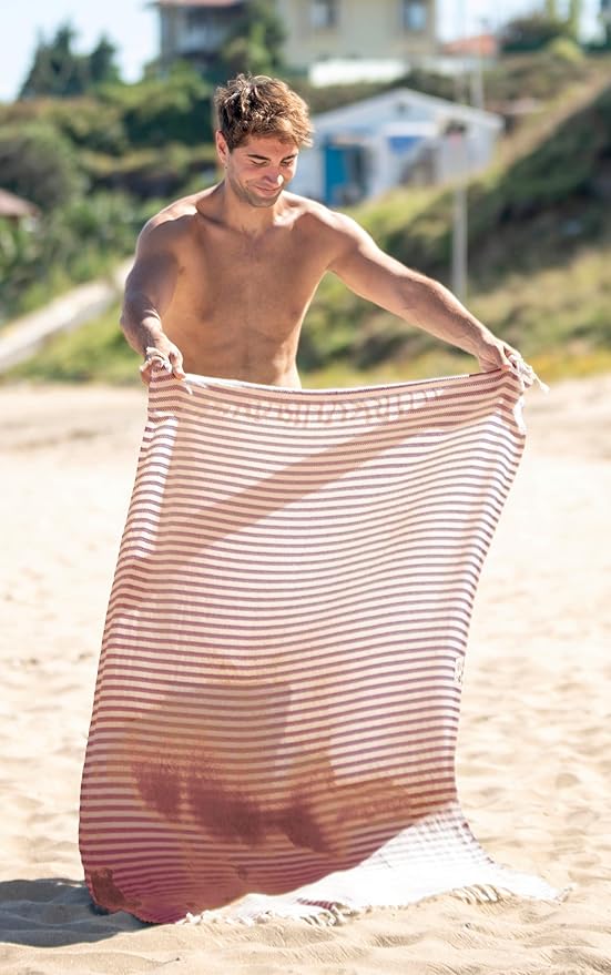 Bazaar Anatolia Turkish Beach Towel – 100% Cotton, Quick Dry, Sand Free Towel for Bathroom, Travel, Camping – Oversized 71x39 Inches – Arpa Maroon