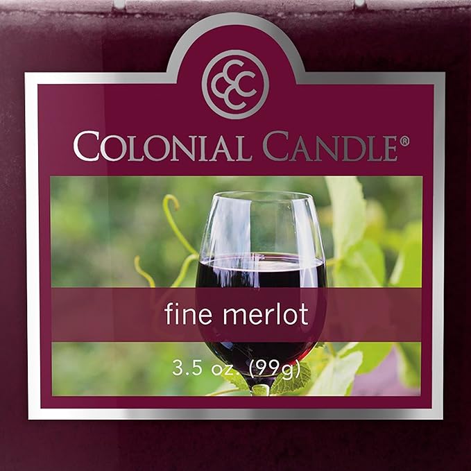 Colonial Candle Fine Merlot Scented Jar Candle, 2 Wick, 3.5 oz, Mottled Wax Candle