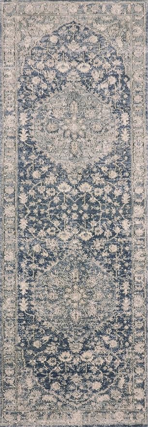Loloi Teagan Collection TEA-01 Denim/Mist 5'-3" x 7'-6" Area Rug, Large, Soft Neutral Rug, High-Traffic for Living Room, Bedroom, Home Office, Dining Area