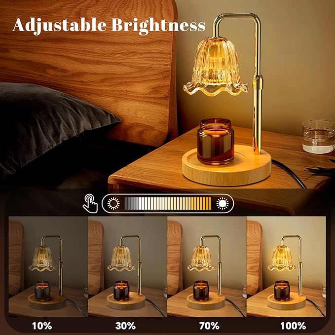 WarmEmbrace Candle Warmer Lamp with Timer Dimmer, Electric Candles Warmer Lamps for New Home Room Decor, Birthday Gifts, Height-Adjustable Wax Melting Warmer Lamp for Jar Scented Candles, Gold
