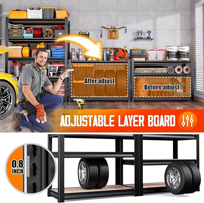 Set of 3 Garage Shelving-2050LBS 5 Tier Storage Shelves,Adjustable Heavy Duty Metal Shelving Unit and Storage Large Rack,Utility Steel Shelf For Shop Warehouse Industrial Pantry Basement 71"x35"x16"