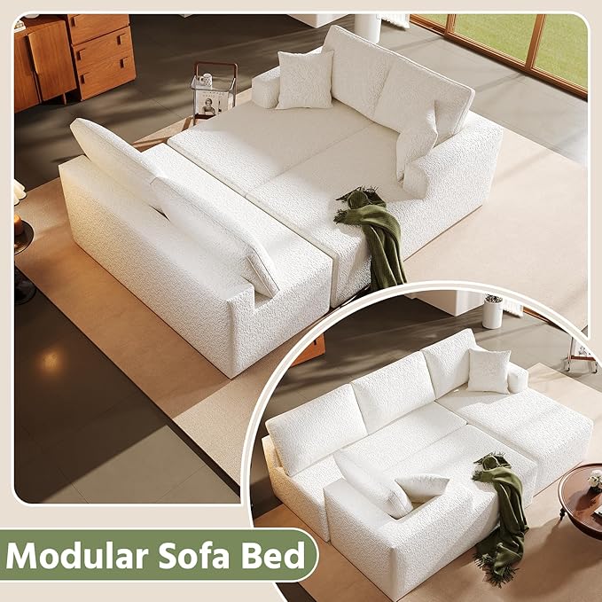 140" Modular U-Shaped Sectional Sofa, 7-Seater Cloud Couch with Double Chaise, Modern Sleeper Sofa,No Assembly Sectional Cloud Boneless Sofa Couches for Living Room/Apartment