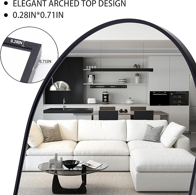 Arched Full Length Mirror, Floor Mirror with Stand, 59"x16" Mirrors for Home Decor, Full Length Body Floor Mirrors, Wall Mounted Mirror for Bedroom, Living Room, Black
