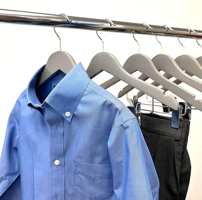 Kids Hangers with Metal Clips Pant Bar 4T-10 (Paloma Grey)