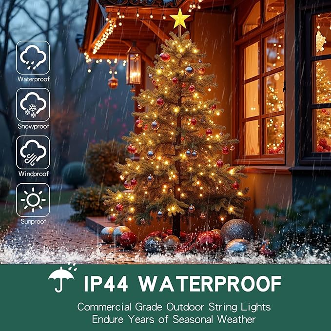 LED Christmas StringLights 20FT 100 Count, Mini Waterproof Christma String Lights, Warm White Mini LED Lights Plug in, Outdoor Christmas Lights for House, Tree Lights for Patio Garden Porch