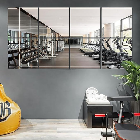 Vlush Home Gym Mirror Tiles 11'' x 11'' x 8PCS Full Body Mirror Full Length & Wall Mounted Mirrors Decorative for Home Gym, Door, Bedroom & Bathroom