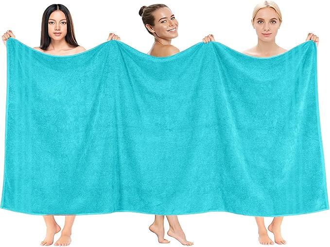DAN RIVER 2 Pack Luxury Bath Sheets 35x70, 600 GSM, Soft & Quick Dry 100% Ring Spun Cotton Towels Ideal for Hotels, Spas, Gyms & Salons Extra Large, Turquoise