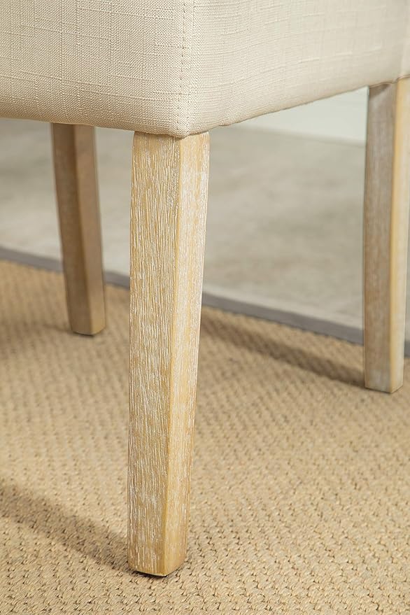 Roundhill Furniture Habit Solid Wood Tufted Parsons Dining Chair (Set of 2), Tan