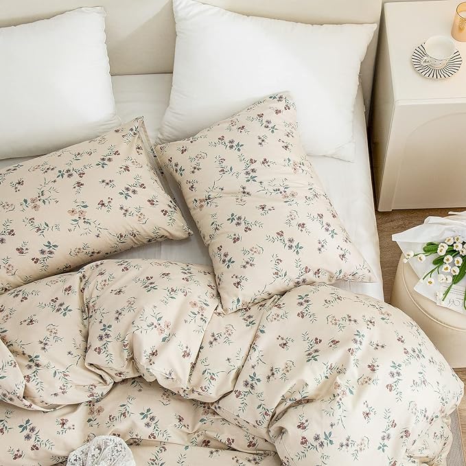Floral Comforter Set King 3 Pieces Soft Chic Garden Style Floral Print Lightweight Vintage Botanical Flowers Comforter Set for All Seasons 1 Comforter and 2 Pillowcases