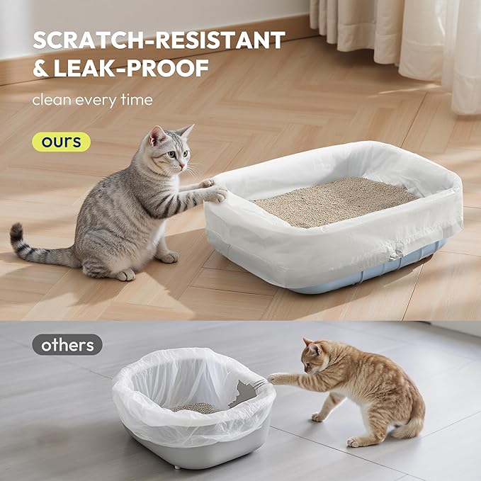 Cat Litter Box Liners with Drawstring (Large/Jumbo/Super Jumbo) 20 Count -Recycled Ocean Plastic - 2mil Thick Leak-Proof Litter Bags for Most Cat Litter Boxes
