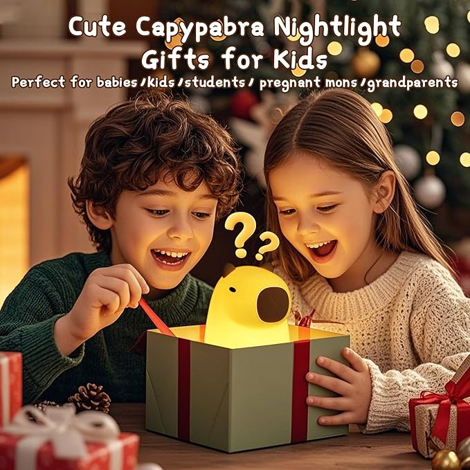 Cute Capybara Night Light, LED Squishy Novelty Animal Night Lamp,Dimmable/Timer Nursery Nightlight for Kids, Rechargeable Touch Bedside Lamp, Bedroom/Dorm Decor, Baby Boys Girls Christmas Gift