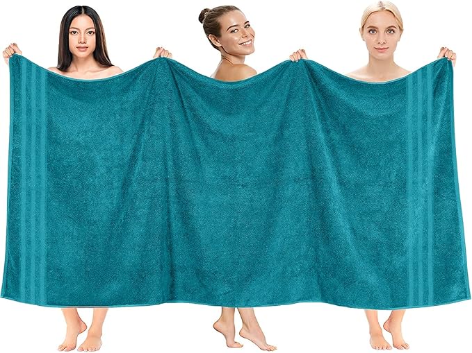 DAN RIVER 2 Pack Luxury Bath Sheets 35x70, 600 GSM, Soft & Quick Dry 100% Ring Spun Cotton Towels Ideal for Hotels, Spas, Gyms & Salons Extra Large, Teal