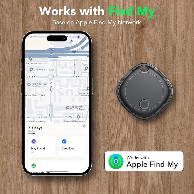 Air Tracker Tags-4 Pack, Bluetooth Tracker Works with Apple Find My APP (iOS Only), Bluetooth Smart Air Tag Keys Finder and Item Locator for Keys, Bags, Luggage, Pets, Wallet, Replaceable Battery