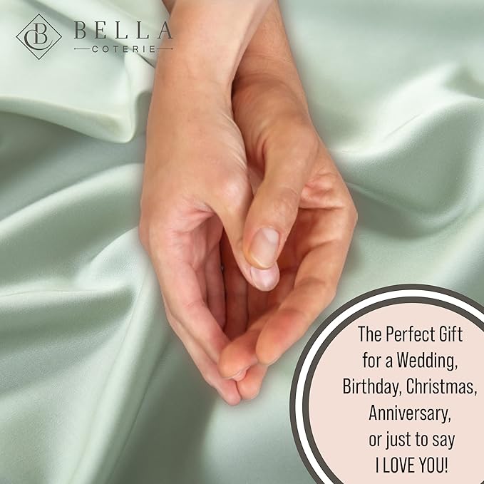 Bella Coterie 7 Piece Luxury Bamboo Viscose Split King Size Sheet Set | 2 Fitted Sheets for Adjustable Beds | 100% Organically Grown | Cooling for Hot Sleepers | 4 Pillowcases [Sea Glass]