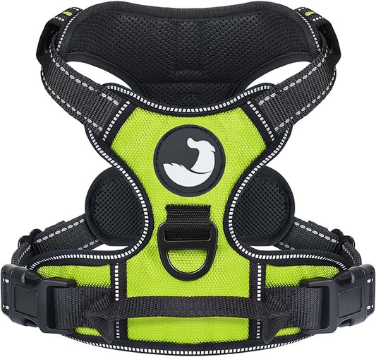 Joytale No Pull Dog Harness Medium Sized Dog, Reflective Pet Vest with Front Clip, Adjustable Soft Padded Harnesses with Easy Control Handle for Training and Walking, Green, M