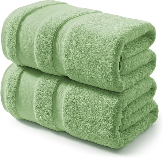 REDKISS 100% Cotton Bath Towels Set of 2, Extra Large Bath Sheets 35 X 70 Inches, 800 GSM, Quick Dry, Ultra Soft & Super Absorbent Bathroom Towel Sets for Bathroom, Gym, Spa, Pool & Hotel, Green