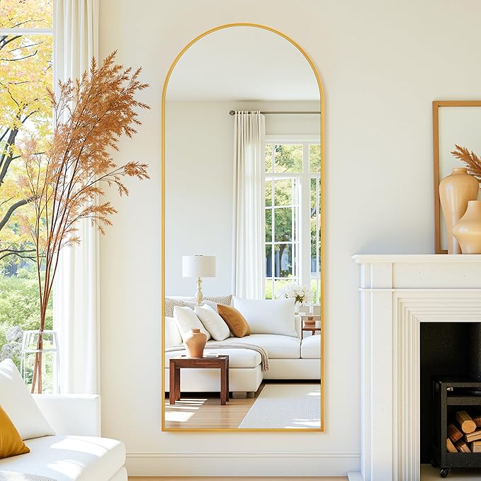 Floor Mirror, 58"×18" Full Length Mirror with Stand for Bedroom Living Room, Gold