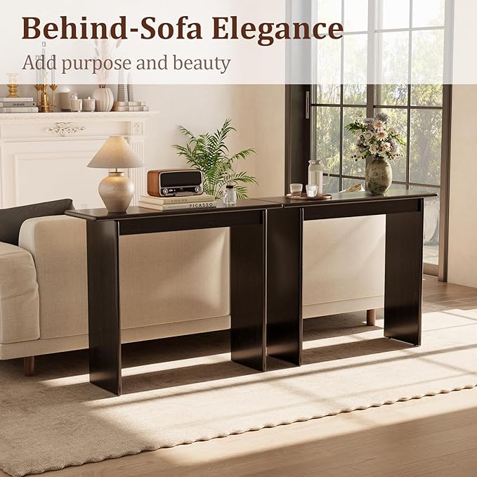 AQIMUELE Wood Console Table for Entryway, Mid Century Modern Console Table, Black Sofa Table for Living Room, Hall Way, Black Color