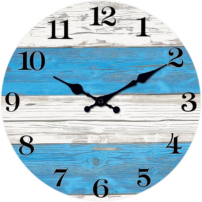 XNM 24 Inch Oversized Wall Clocks for Living Room Decor Battery Powered Clock for Wall Rustic Wall Clock Non Ticking(No Solid Wood, It is with MDF Material)