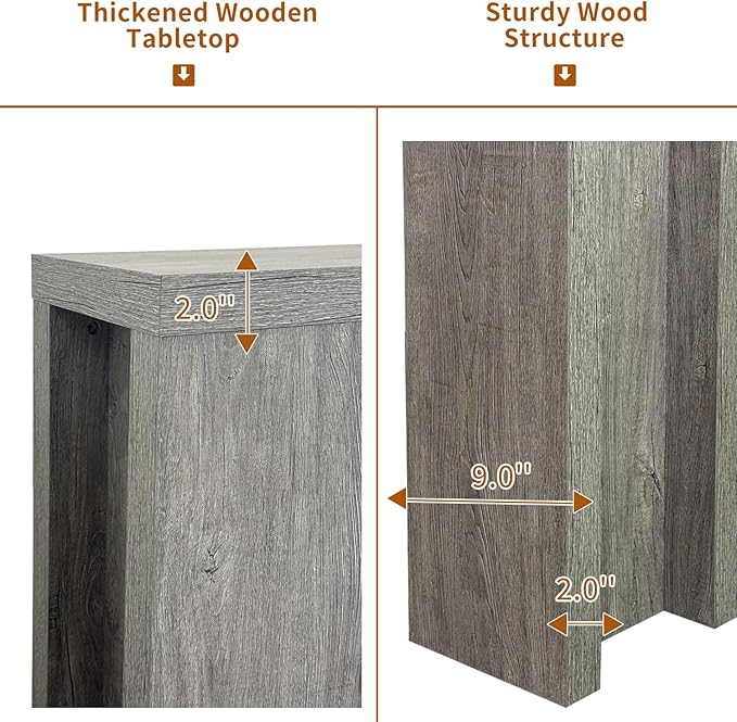 70.9 Inch Extra Long Console Table, Farmhouse Entryway Table with Thickened Base, Wood Sofa Table Behind Couch Table, Narrow Entry Way Accent Table for Living Room, Hallway, Entrance, Foyer, Grey