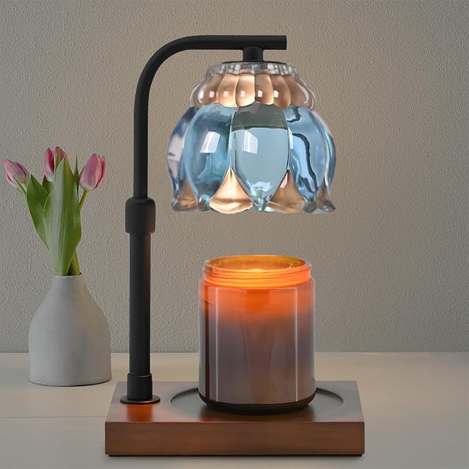Candle Warmer Lamp Christmas Gifts for Women Mom, Compatible with All Jar Candles, Wax Melt for Candle Home Decor, Modern Farmhouse Decor, Candle Warmer Adjustable Height Timer SkyBlue