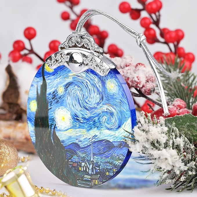 Starry Night Christmas Ornament - Stained Glass Hanging Decoration Idea