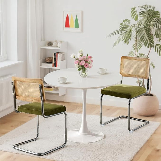 SoarFlash Kitchen Table and Chairs for 2, 24" Dining Table Set for 2 with Velvet Upholstered Chairs, 3 Piece Round Kitchen Table Set, Dining Room Table Set for Small Space, Apartment