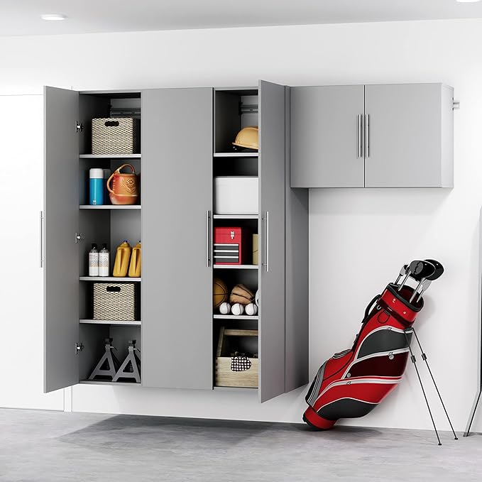 Prepac HangUps Large Storage Cabinet - Immaculate Light Gray 36" Cabinet with Storage Shelves and Doors; Ideal for Bin and General Storage Solutions