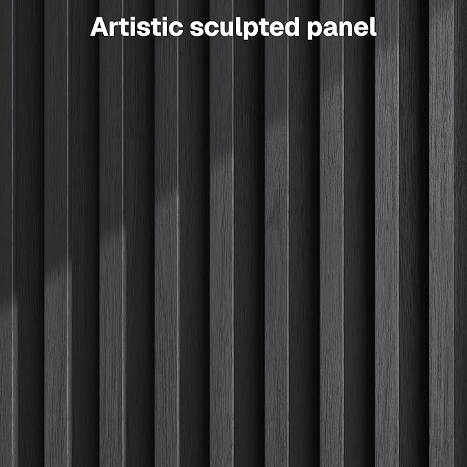 BELLEZE 65 Inch Fluted Buffet Cabinet with Storage, Symmetrical Arc Accent Sideboard Large Console Table for Dining Room, Kitchen, and Living Room (Camel)