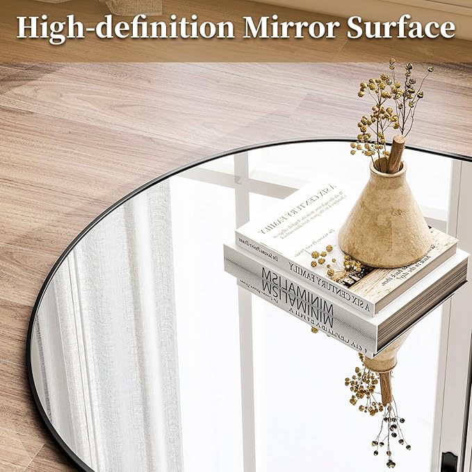 HARRITPURE 78" x 35" Arched Full-Length Mirror - Black Oversized Floor Mirror Free Standing Aluminum Frame Full Body Mirrors for Bedroom Cloakroom